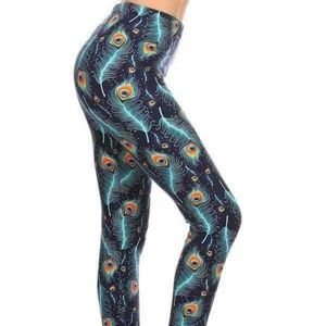 Plus Peacock Feather Leggings